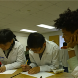 Lab students working together